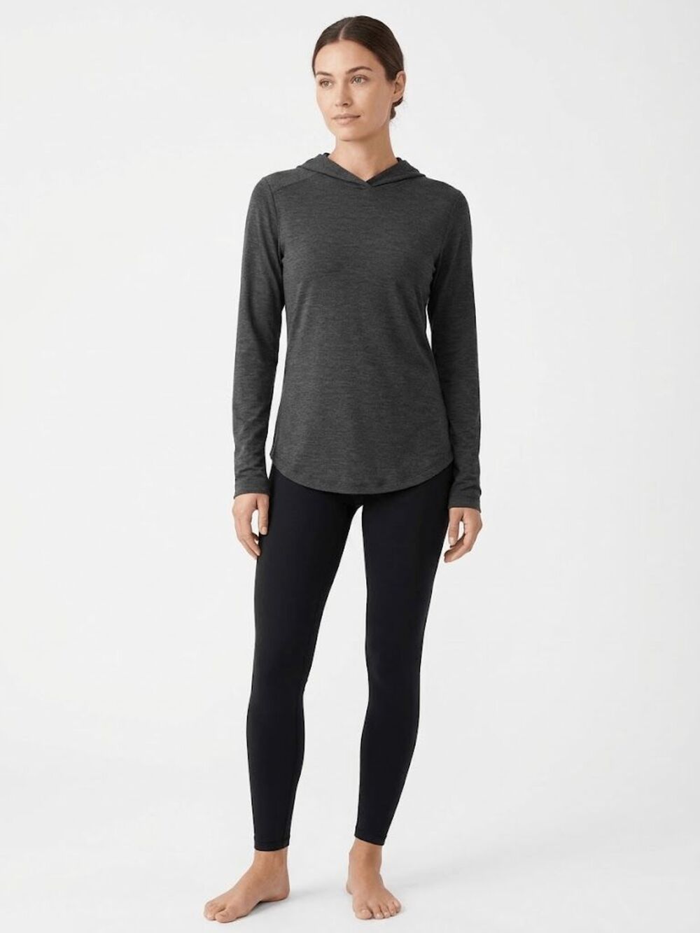 Gaiam Women's Everyday basic Hoodie Black Heather Top NWT